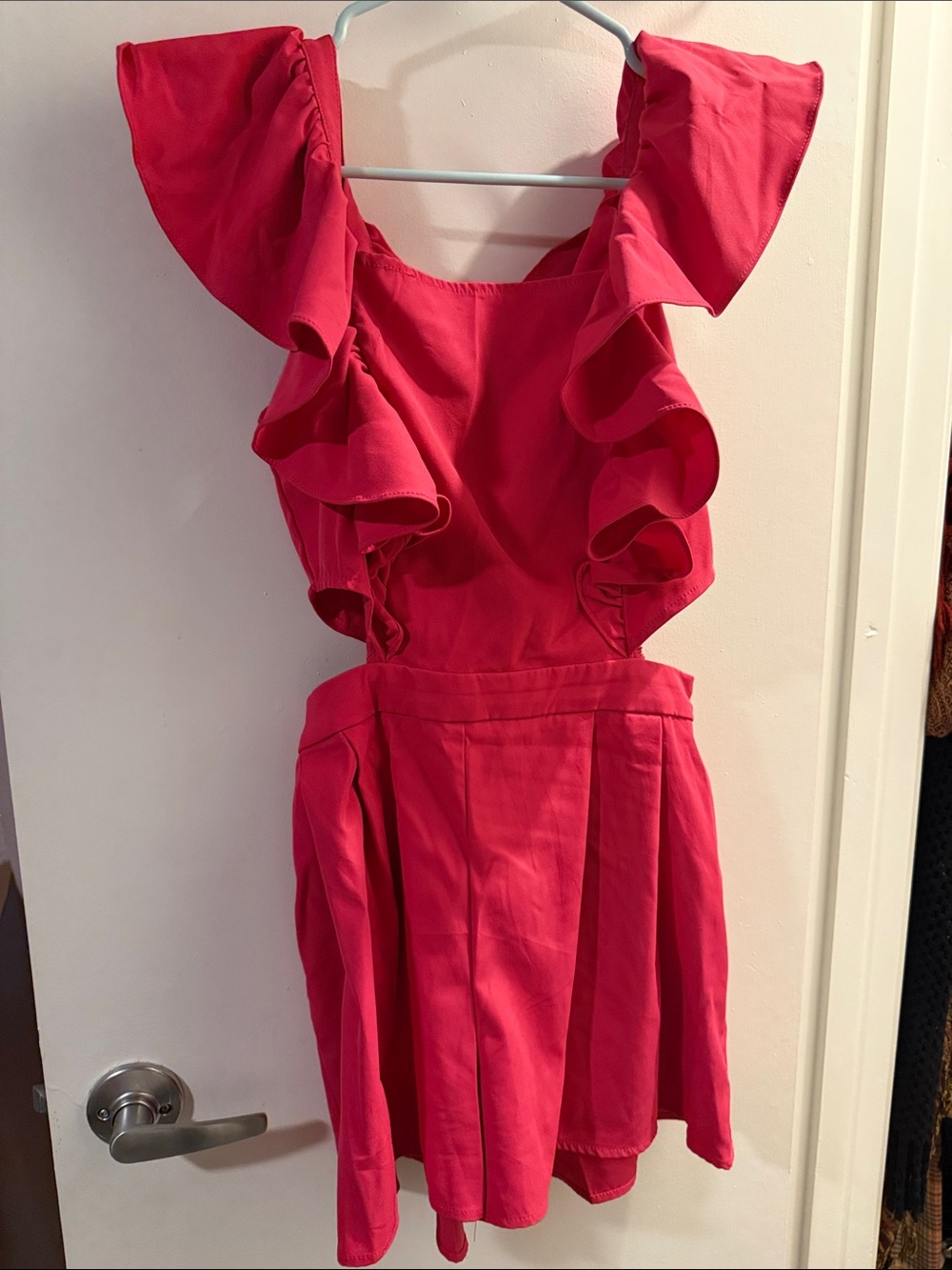 SHEIN Hot Pink Ruffle Sleeve Mini Dress